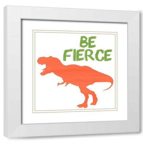Brave Dino 2 White Modern Wood Framed Art Print with Double Matting by Kimberly, Allen