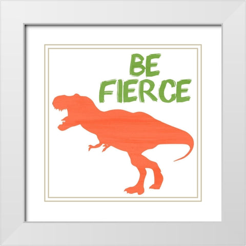 Brave Dino 2 White Modern Wood Framed Art Print with Double Matting by Kimberly, Allen