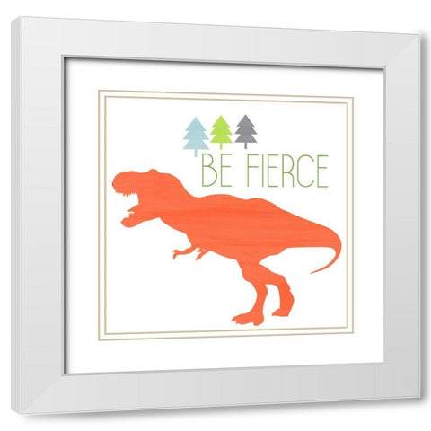 Dino Brave 3 White Modern Wood Framed Art Print with Double Matting by Kimberly, Allen