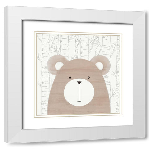 Woodland Friends 1 White Modern Wood Framed Art Print with Double Matting by Kimberly, Allen