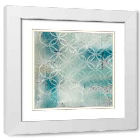 Teal Geo 1 White Modern Wood Framed Art Print with Double Matting by Allen, Kimberly