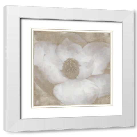 Magnolia Center 2 White Modern Wood Framed Art Print with Double Matting by Kimberly, Allen