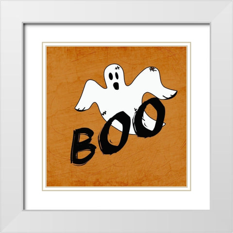 Boo 1 White Modern Wood Framed Art Print with Double Matting by Kimberly, Allen