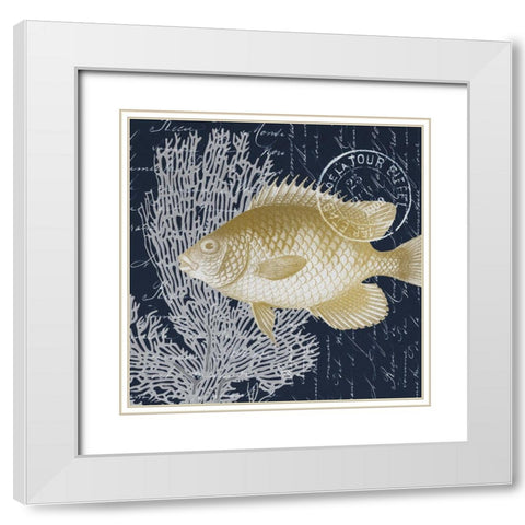 Fish Blues 2 White Modern Wood Framed Art Print with Double Matting by Kimberly, Allen
