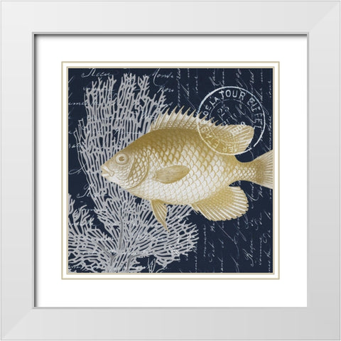 Fish Blues 2 White Modern Wood Framed Art Print with Double Matting by Kimberly, Allen