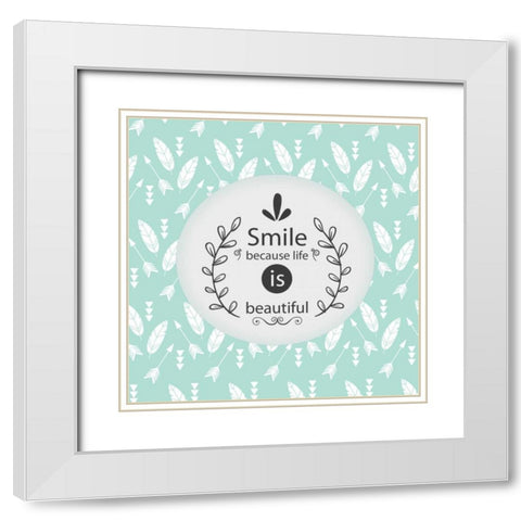 Smile Because White Modern Wood Framed Art Print with Double Matting by Allen, Kimberly