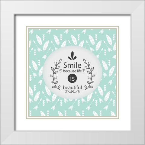 Smile Because White Modern Wood Framed Art Print with Double Matting by Allen, Kimberly