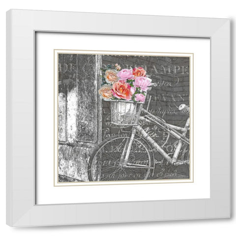 Paris Blooms 2 White Modern Wood Framed Art Print with Double Matting by Kimberly, Allen