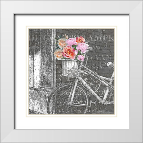 Paris Blooms 2 White Modern Wood Framed Art Print with Double Matting by Kimberly, Allen
