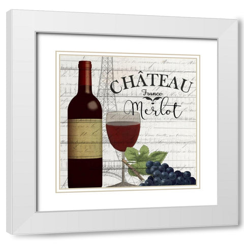 Vino Paris 1 White Modern Wood Framed Art Print with Double Matting by Kimberly, Allen