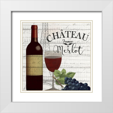 Vino Paris 1 White Modern Wood Framed Art Print with Double Matting by Kimberly, Allen