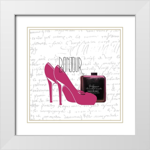 Perfume Floral 3 White Modern Wood Framed Art Print with Double Matting by Kimberly, Allen