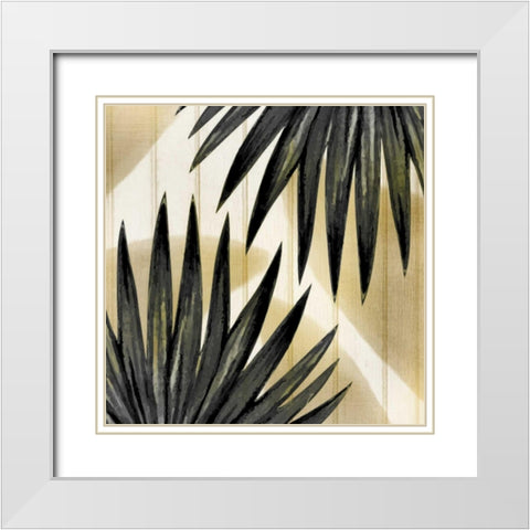Tropical Leaves Golden 2 White Modern Wood Framed Art Print with Double Matting by Allen, Kimberly