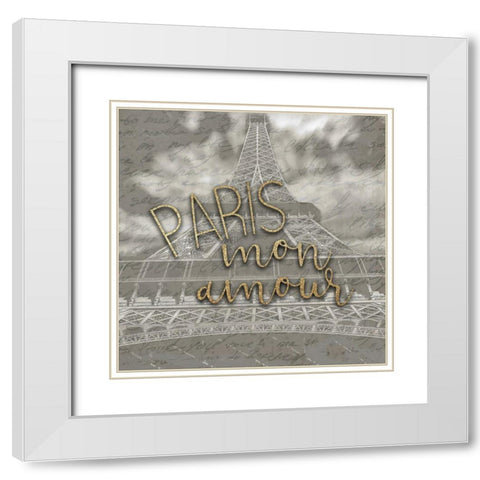 Mon Amour 2 White Modern Wood Framed Art Print with Double Matting by Kimberly, Allen