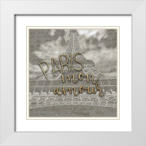 Mon Amour 2 White Modern Wood Framed Art Print with Double Matting by Kimberly, Allen