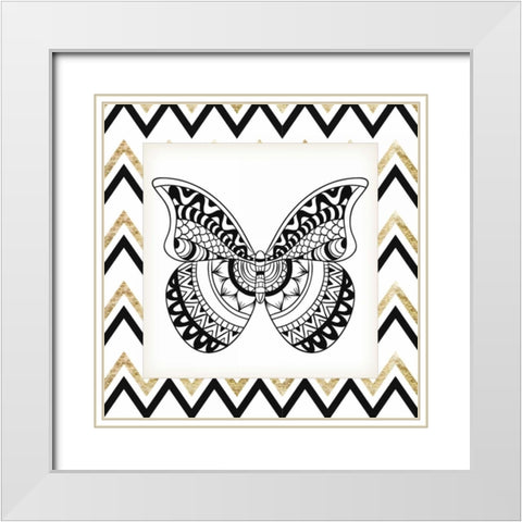 Zig Zag Butterfly 1 White Modern Wood Framed Art Print with Double Matting by Allen, Kimberly