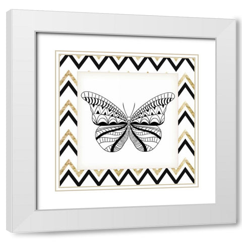 Zig Zag Butterfly 2 White Modern Wood Framed Art Print with Double Matting by Allen, Kimberly
