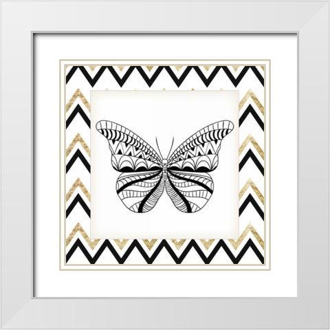 Zig Zag Butterfly 2 White Modern Wood Framed Art Print with Double Matting by Allen, Kimberly