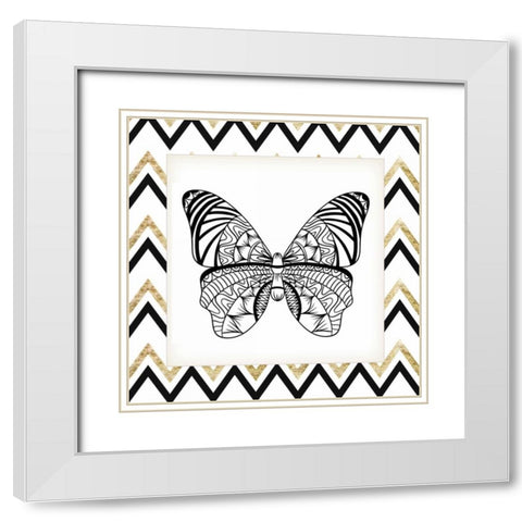 Zig Zag Butterfly 3 White Modern Wood Framed Art Print with Double Matting by Allen, Kimberly