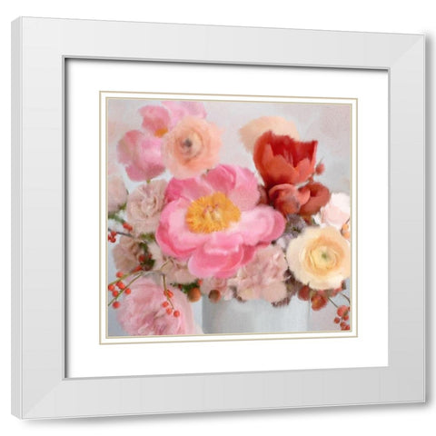 Summer Bouquet White Modern Wood Framed Art Print with Double Matting by Kimberly, Allen