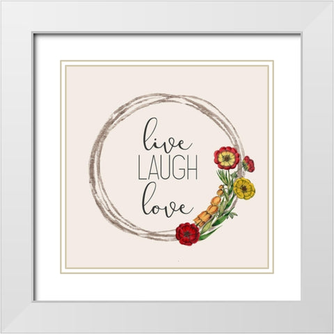Live Well 6 White Modern Wood Framed Art Print with Double Matting by Kimberly, Allen