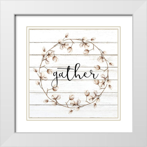 Cotton Gather 3 White Modern Wood Framed Art Print with Double Matting by Kimberly, Allen