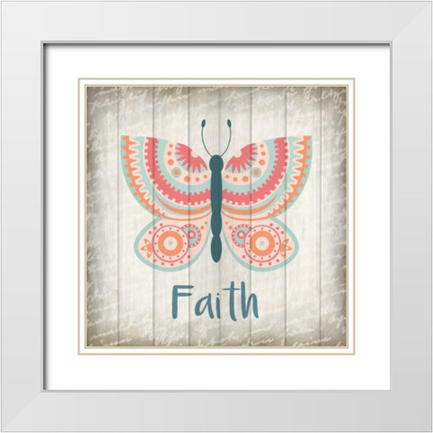 Butterfly Faith White Modern Wood Framed Art Print with Double Matting by Allen, Kimberly
