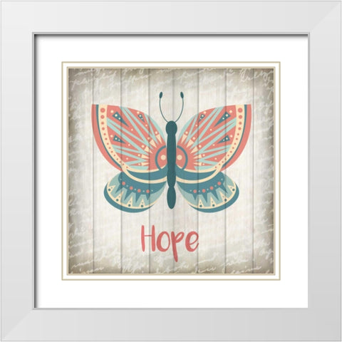 Butterfly Hope White Modern Wood Framed Art Print with Double Matting by Allen, Kimberly