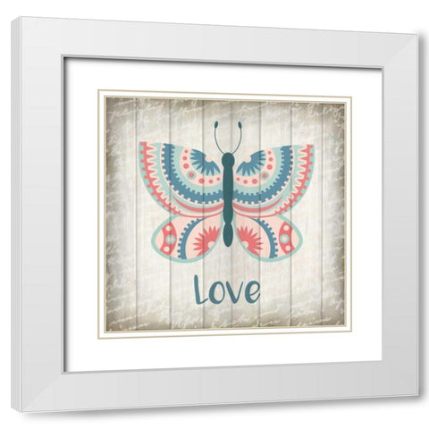 Butterfly Love White Modern Wood Framed Art Print with Double Matting by Allen, Kimberly