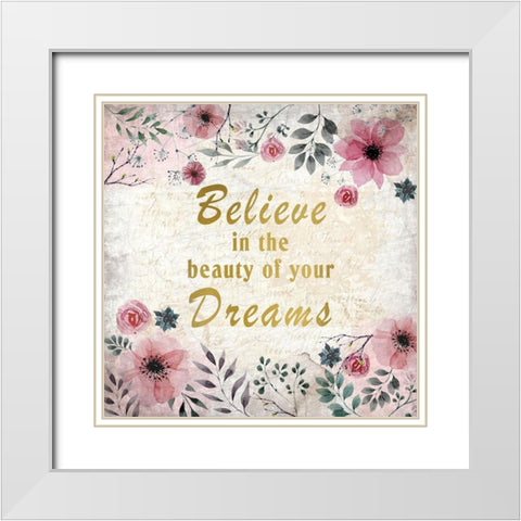 Blooming Dreams 3 White Modern Wood Framed Art Print with Double Matting by Kimberly, Allen