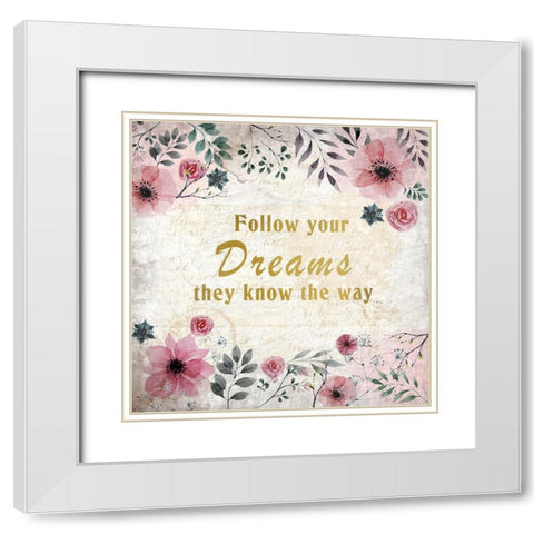 Blooming Dreams 4 White Modern Wood Framed Art Print with Double Matting by Kimberly, Allen
