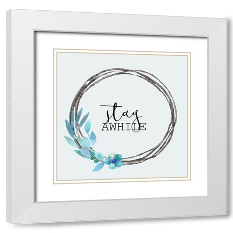 Blue Hues 6 White Modern Wood Framed Art Print with Double Matting by Kimberly, Allen