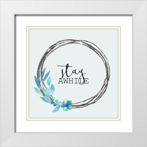 Blue Hues 6 White Modern Wood Framed Art Print with Double Matting by Kimberly, Allen