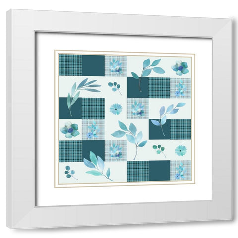 Blue Hues Full Pattern White Modern Wood Framed Art Print with Double Matting by Kimberly, Allen