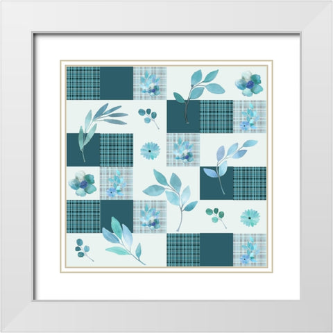Blue Hues Full Pattern White Modern Wood Framed Art Print with Double Matting by Kimberly, Allen