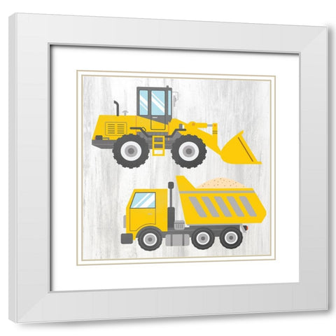 Tractor and Trucks 1 v2 White Modern Wood Framed Art Print with Double Matting by Kimberly, Allen