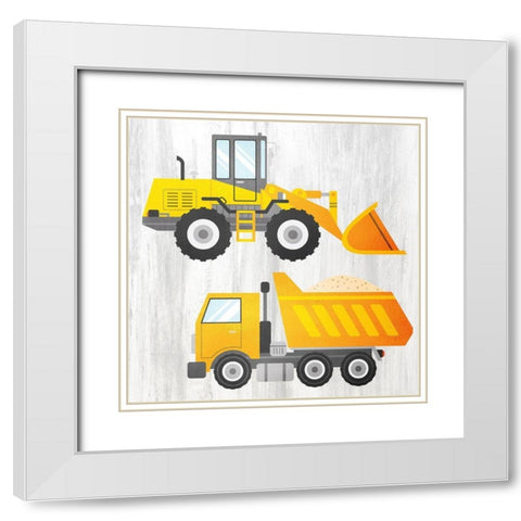 Tractor and Trucks 1 v2 White Modern Wood Framed Art Print with Double Matting by Kimberly, Allen