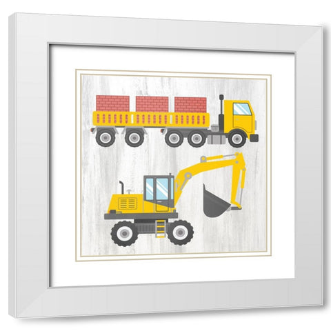 Tractor and Trucks 3 v2 White Modern Wood Framed Art Print with Double Matting by Kimberly, Allen