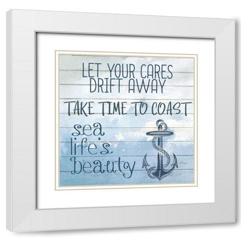 Lessons From The Ocean 1 White Modern Wood Framed Art Print with Double Matting by Kimberly, Allen