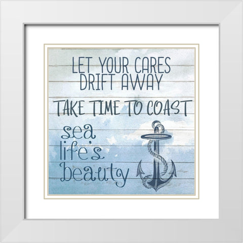 Lessons From The Ocean 1 White Modern Wood Framed Art Print with Double Matting by Kimberly, Allen