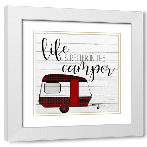Happy Camper 1 White Modern Wood Framed Art Print with Double Matting by Kimberly, Allen