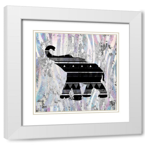 Safari Silhouette 1 White Modern Wood Framed Art Print with Double Matting by Allen, Kimberly