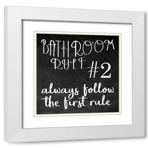 Bath Rules 3 White Modern Wood Framed Art Print with Double Matting by Kimberly, Allen