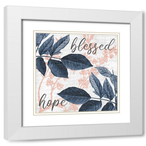 Navy Branches 2 Hope White Modern Wood Framed Art Print with Double Matting by Allen, Kimberly