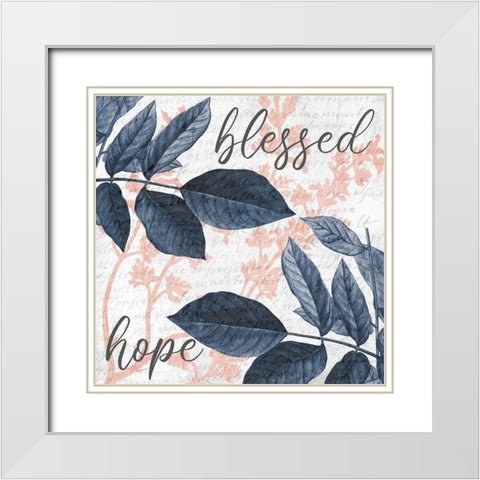 Navy Branches 2 Hope White Modern Wood Framed Art Print with Double Matting by Allen, Kimberly