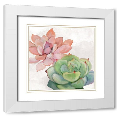 Succulent Summer 1 White Modern Wood Framed Art Print with Double Matting by Kimberly, Allen