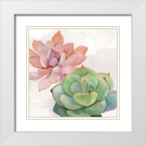 Succulent Summer 1 White Modern Wood Framed Art Print with Double Matting by Kimberly, Allen