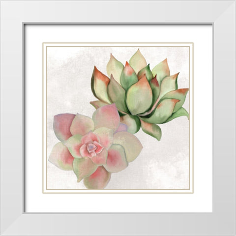 Succulent Summer 2 White Modern Wood Framed Art Print with Double Matting by Kimberly, Allen