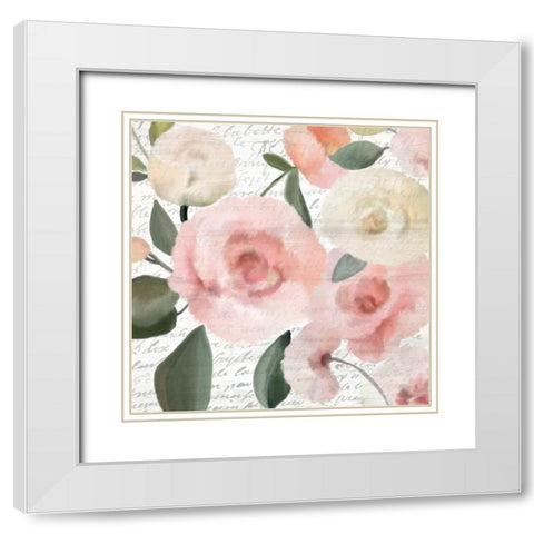 Pink Square 1 White Modern Wood Framed Art Print with Double Matting by Kimberly, Allen