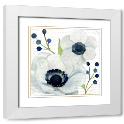 Anemone Square 1 White Modern Wood Framed Art Print with Double Matting by Kimberly, Allen
